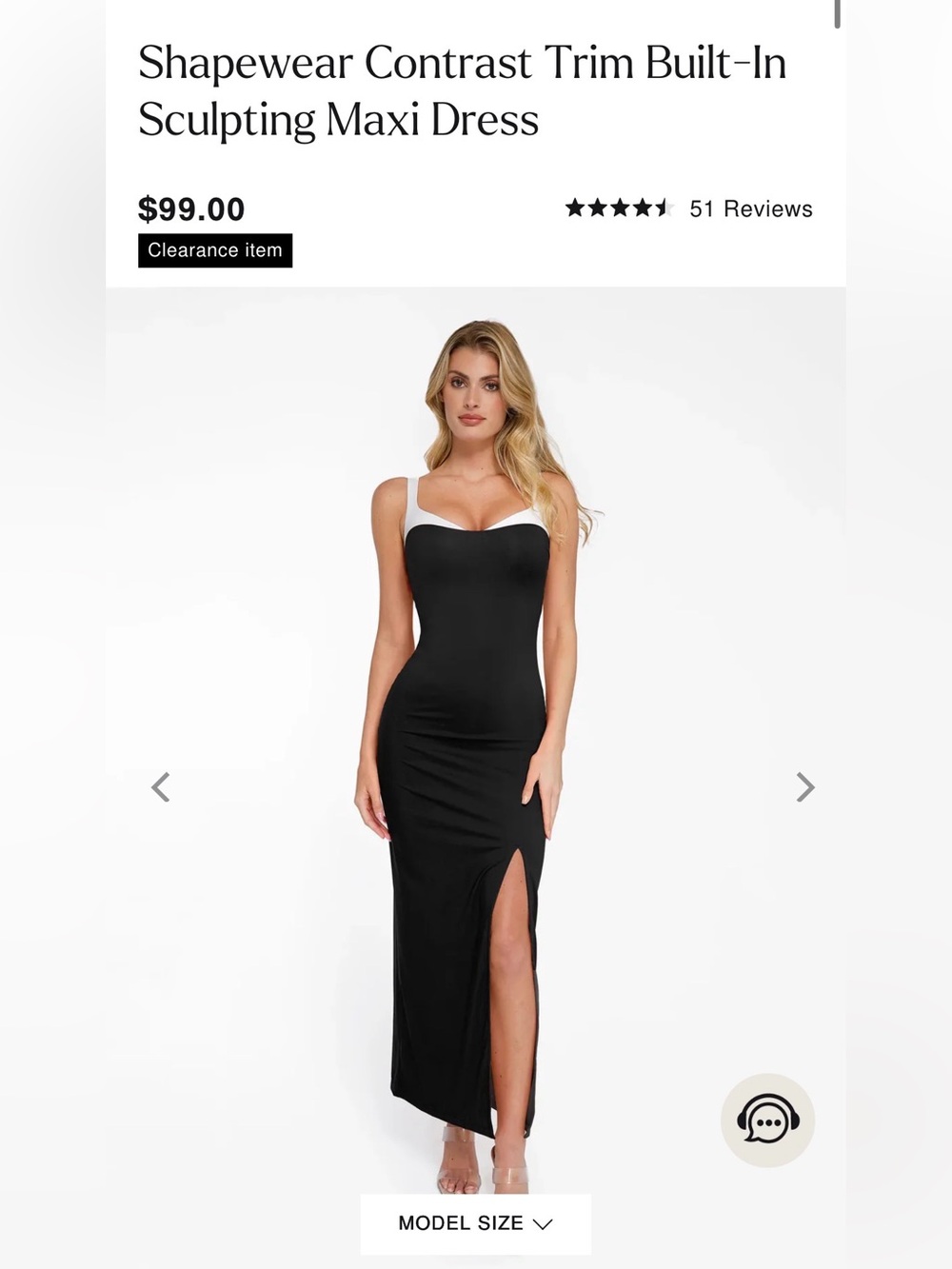NWT POPILUSH LARGE Shapewear Contrast Trim Sculpting Maxi Dress - Black/White